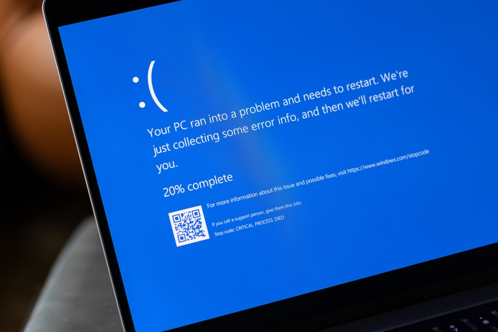 Microsoft Blue Screen of Death caused by CrowdStrike software update. 